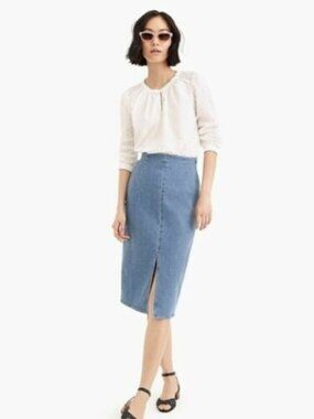J. Crew Denim Pencil Skirt in Frosty Sky (25)